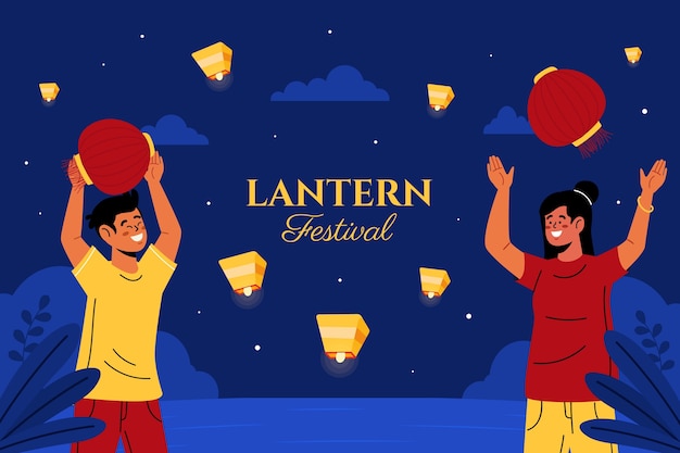 Free vector flat background for lantern festival celebration