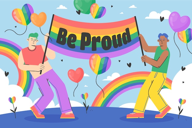 Плоский фон для празднования месяца гордости ЛГБТКИ