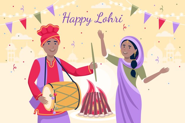 Lohri 축제 축 하에 대 한 평면 배경