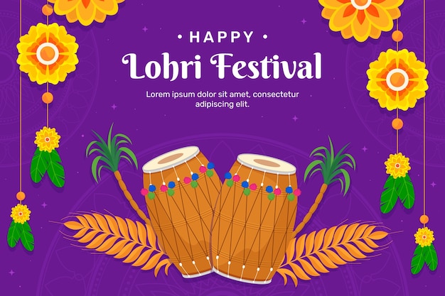 Flat background for lohri festival celebration