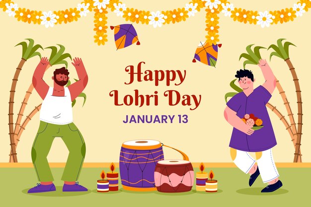 Lohri 축제 축 하에 대 한 평면 배경