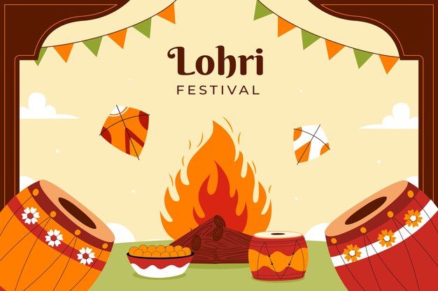 Free Vector flat background for lohri festival