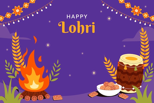 Free Vector flat background for lohri festival