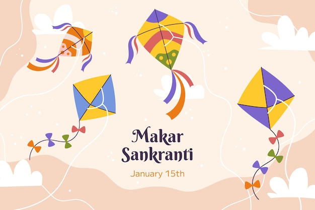 Free vector flat background for makar sankranti festival
