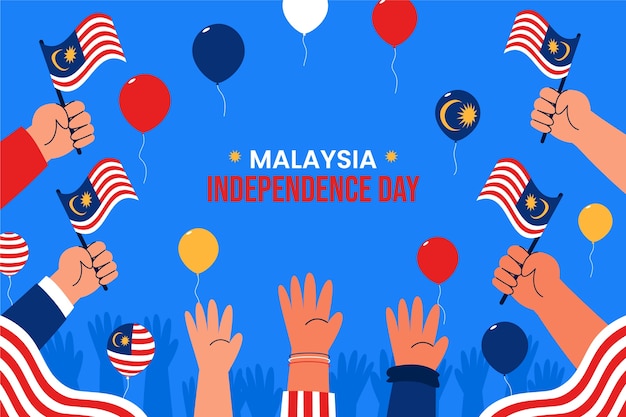 Free vector flat background for malaysia independence day celebration