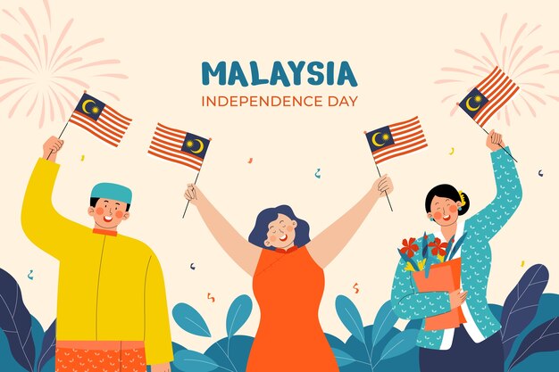 Flat background for malaysia independence day celebration