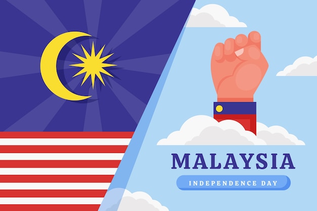 Free vector flat background for malaysia independence day celebration