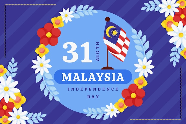 Flat background for malaysia independence day celebration