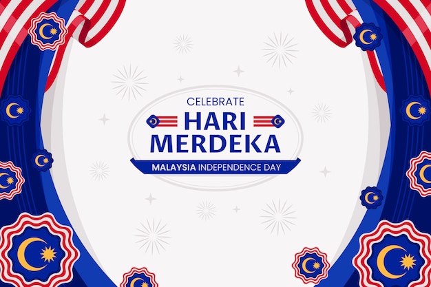 Free vector flat background for malaysia independence day celebration