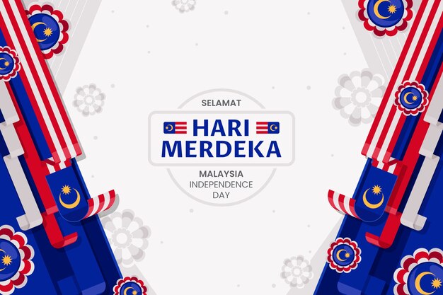 マレーシア独立記念日のお祝いのフラット背景