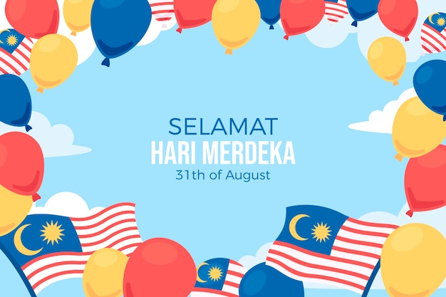 Free vector flat background for malaysia independence day