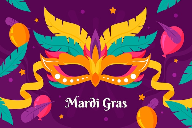 Flat background for mardi gras festival
