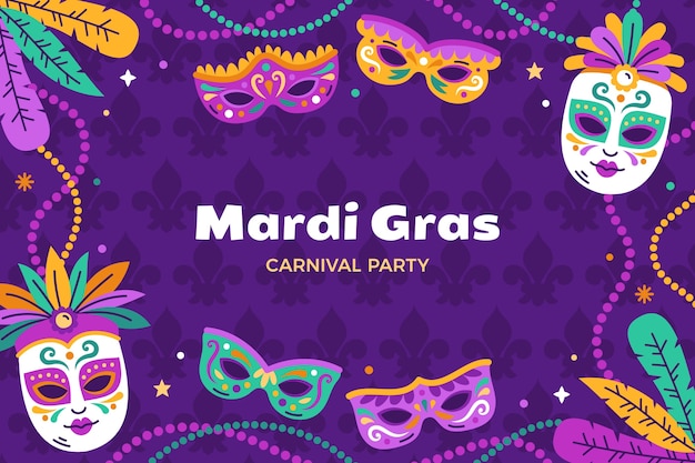 Flat background for mardi gras festival