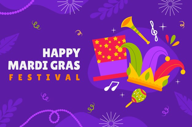 Flat background for mardi gras festival