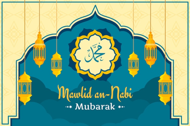 Flat background for mawlid al-nabi celebration