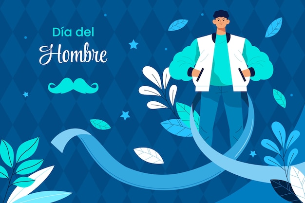 Flat background for men's day in spanish