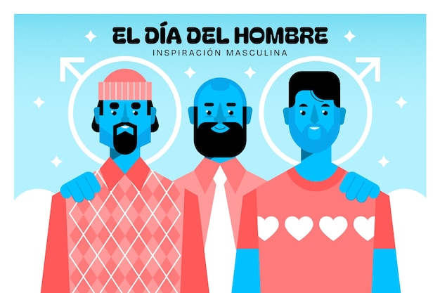 Flat background for men's day in spanish