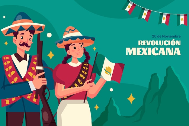 メキシコ革命のお祝いのためのフラット背景