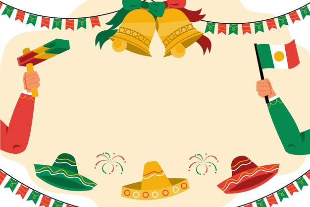Flat background for mexico independance celebration