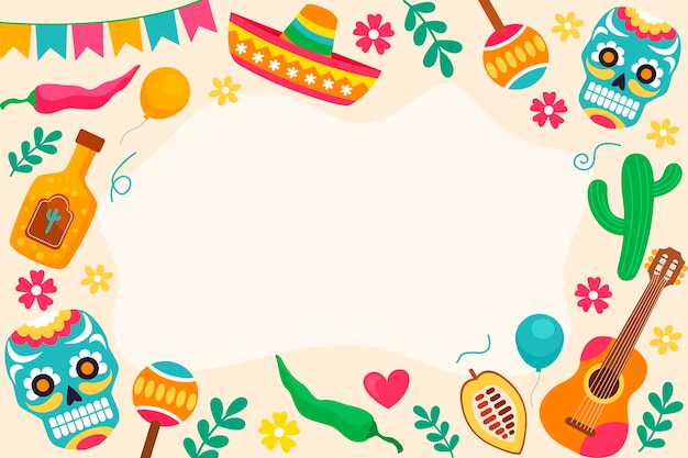 Free vector flat background for mexico independance celebration