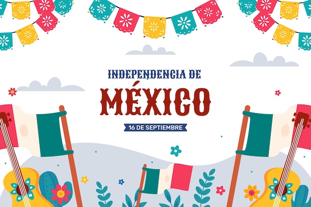 メキシコの独立を祝うためのフラットな背景