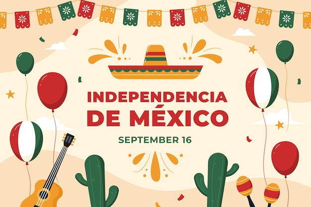 Free vector flat background for mexico independence celebration