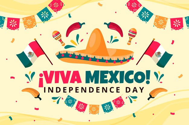 Flat background for mexico independence celebration