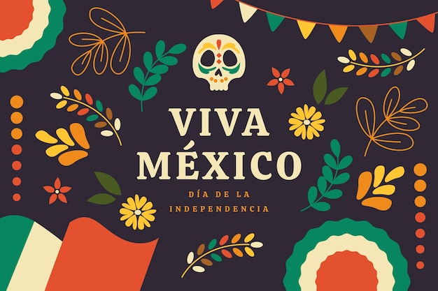Flat background for mexico independence celebration