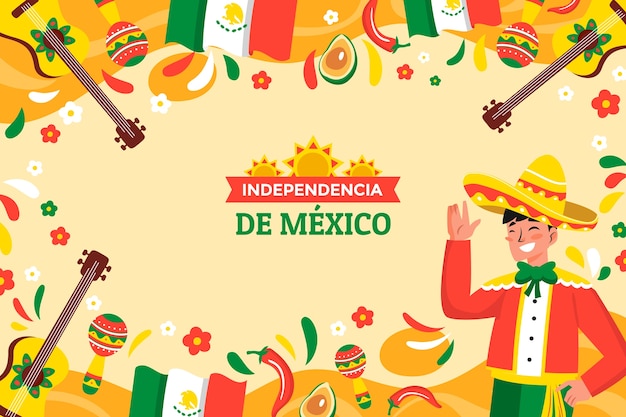 Free vector flat background for mexico independence celebration