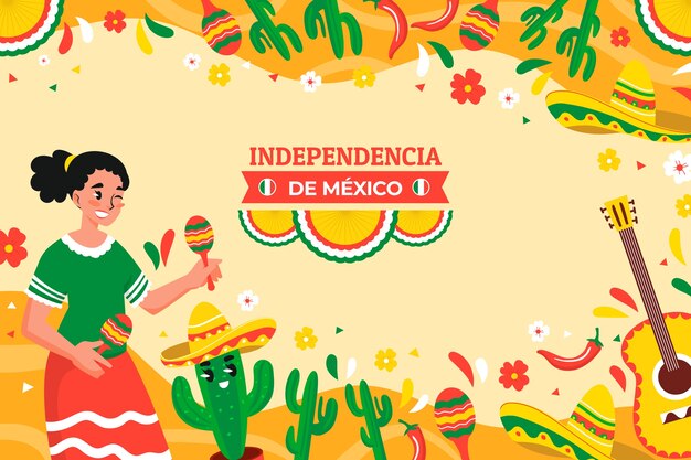 Flat background for mexico independence celebration