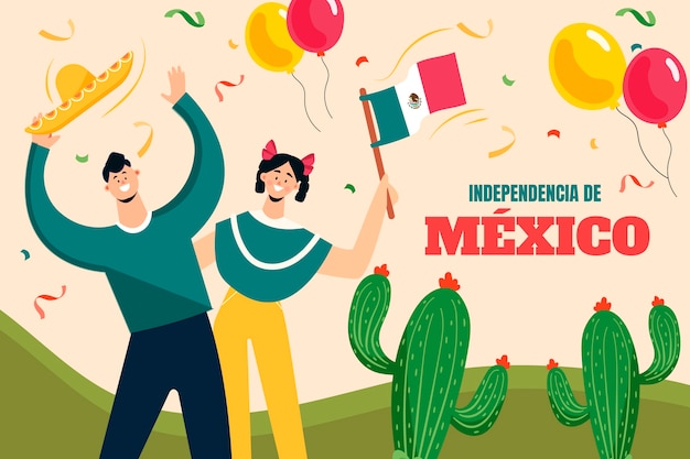 Free vector flat background for mexico independence day celebration