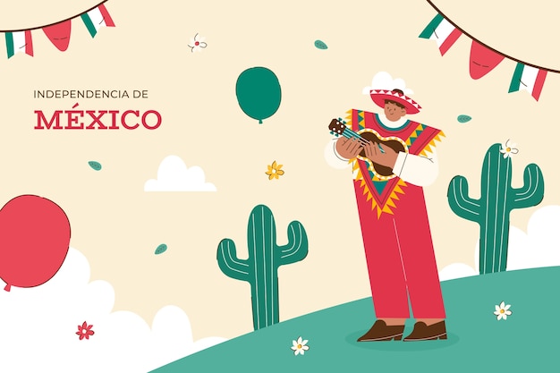 Free vector flat background for mexico independence day celebration