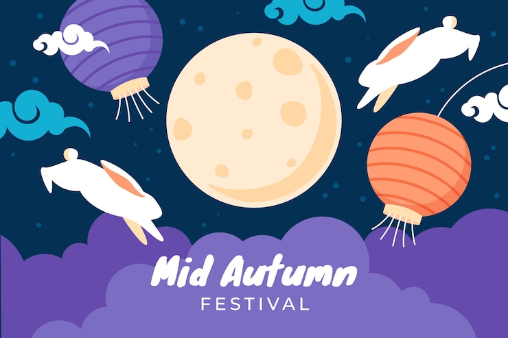 Free Vector flat background for mid-autumn festival celebration