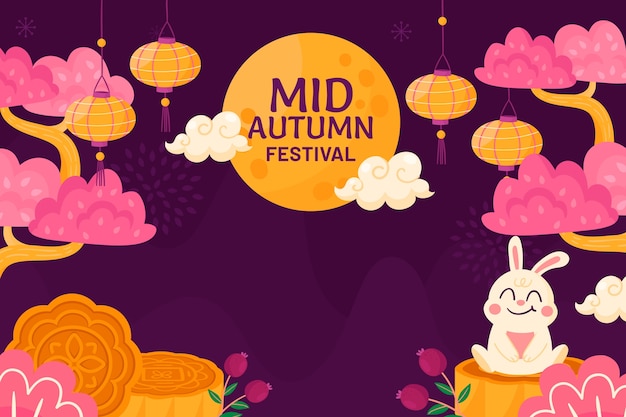 Free vector flat background for mid-autumn festival celebration