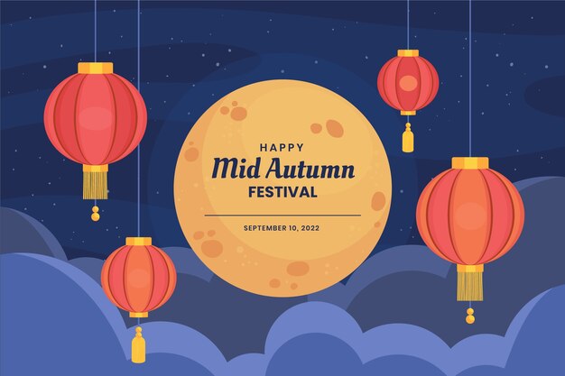 Flat background for mid-autumn festival celebration