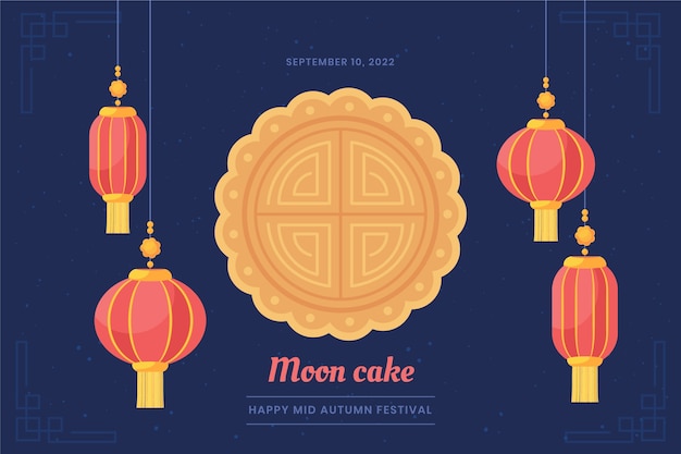 Free vector flat background for mid-autumn festival celebration