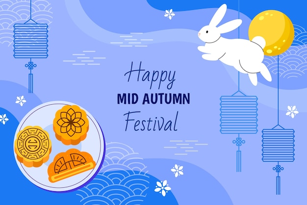 Free vector flat background for mid-autumn festival celebration