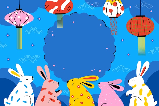 Flat background for mid-autumn festival celebration