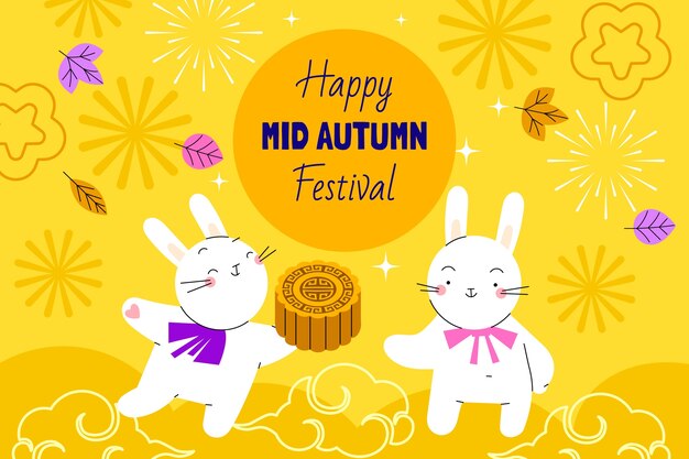 Flat background for mid-autumn festival celebration