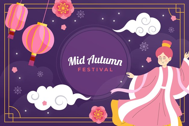 Free vector flat background for mid-autumn festival celebration