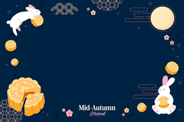 Free vector flat background for mid-autumn festival celebration