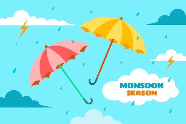 Free vector flat background for monsoon season sale