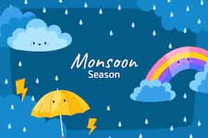 Free vector flat background for monsoon season sale