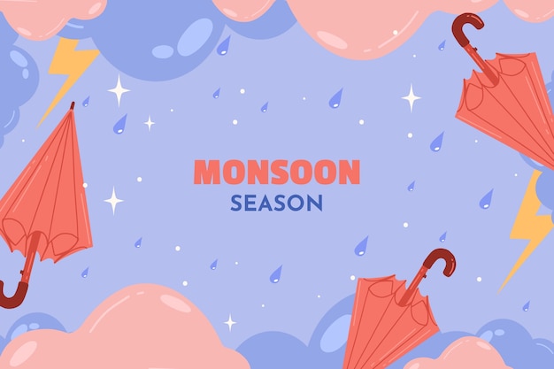 Free vector flat background for monsoon season