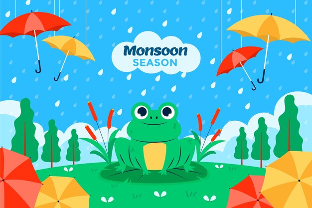 Free vector flat background for monsoon season