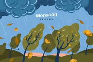 Free vector flat background for monsoon season