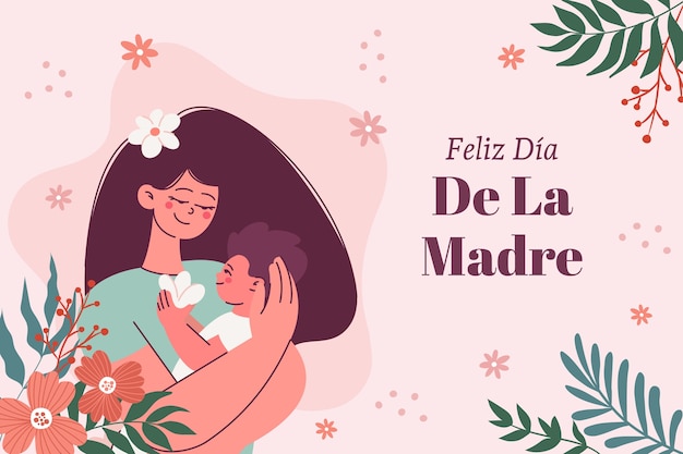 Flat background for mothers day celebration in spanish