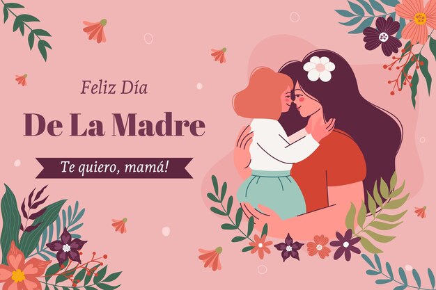 Flat background for mothers day celebration in spanish