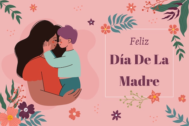 Free vector flat background for mothers day celebration in spanish