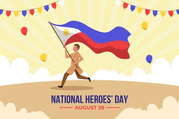 Free vector flat background for national heroes day celebration